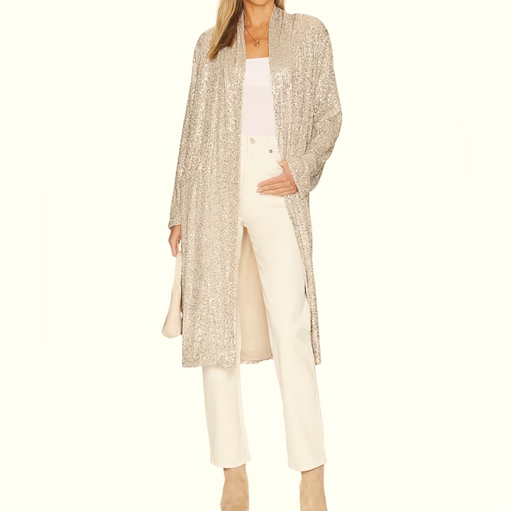 STEVE MADDEN Show Stopper Duster Silver Disco NWT Small - Picture 2 of 10